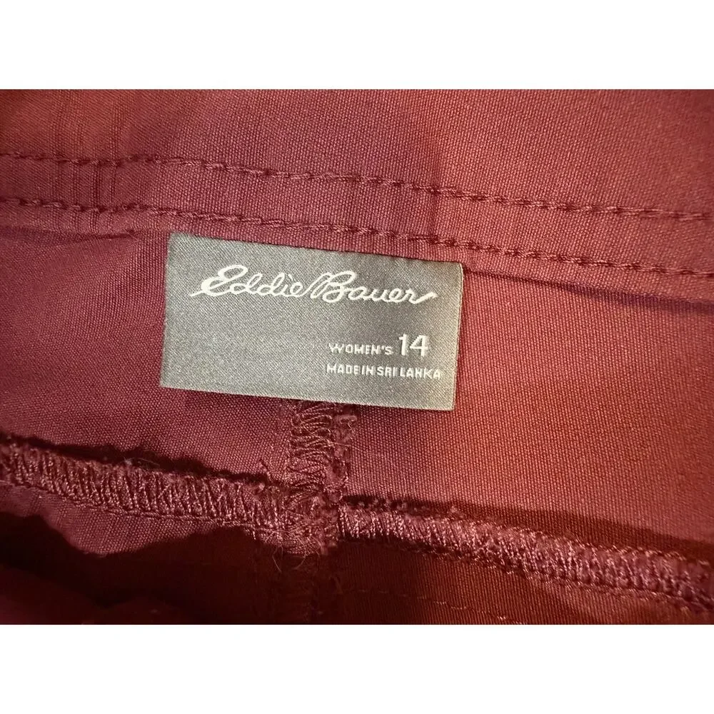 Eddie Bauer Women’s Bermuda Shorts Stretch UPF 50 Rolled Hem Burgundy Size 14